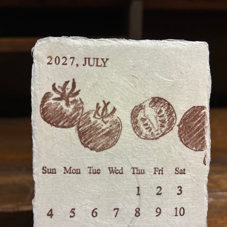 木製スタンド付 活版印刷 美濃和紙カレンダー2027 letterpress【数量限定】