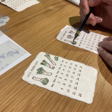 活版印刷 美濃和紙カレンダー2027 letterpress and color【数量限定】