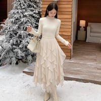 Ivory Cascade Knit Dress