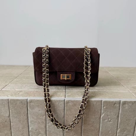 Suede Quilted Chain Mini Bag