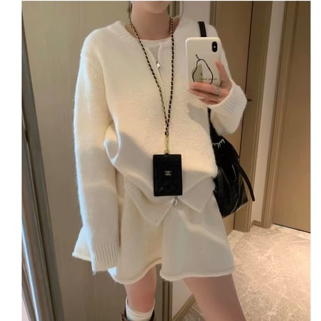 Fluffy Knit Cardigan Set Up