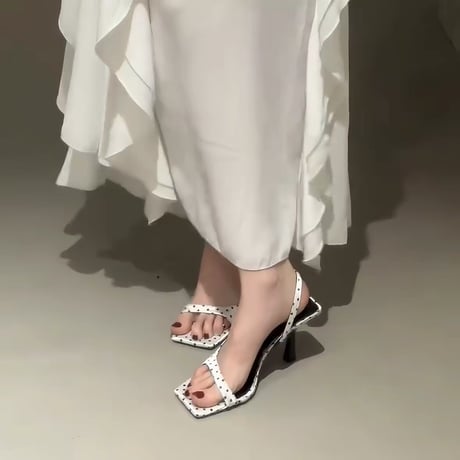 French Dot Slingback Heel Sandals