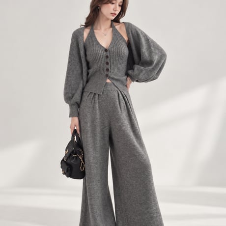 Halter Knit Layered Cardigan 3Set