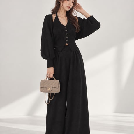 Halter Knit Layered Cardigan 3Set