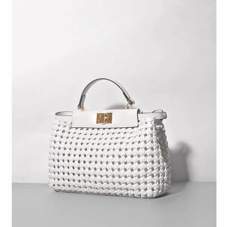 Luxe Woven Peek Top Handle Bag