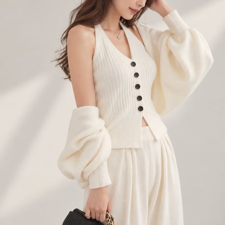 Halter Knit Layered Cardigan 3Set