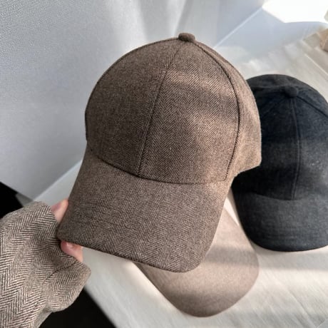 Herringbone Wool Blend Cap