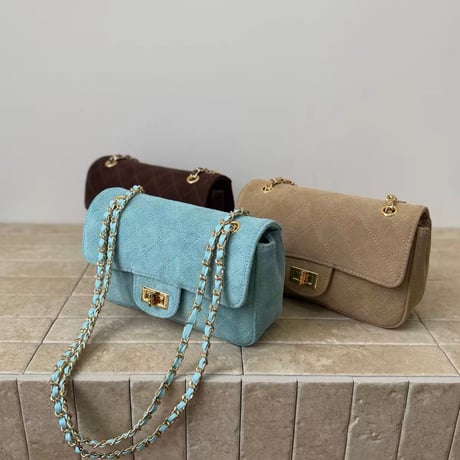 Suede Quilted Chain Mini Bag