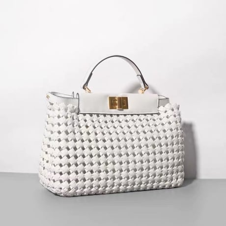 Luxe Woven Peek Top Handle Bag