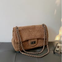 Quilted Suede Chain Shoulder Bag