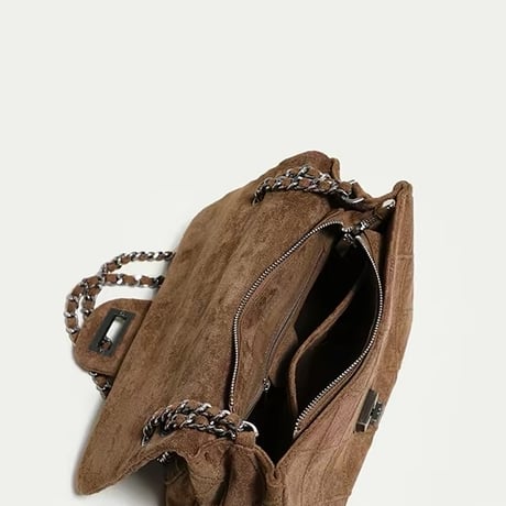 Quilted Suede Chain Shoulder Bag