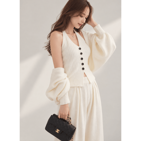 Halter Knit Layered Cardigan 3Set