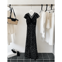 Lace Trim Polka Dot Mermaid Dress