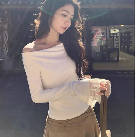 Lace Cuff Drape Top