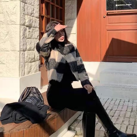 Monochrome Check Short Jacket