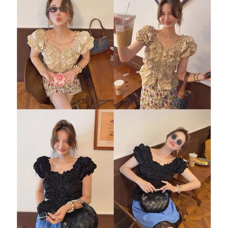 Frill Shirring Blouse