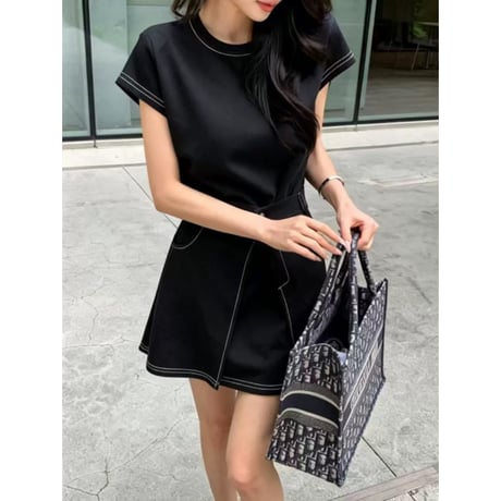 Asymmetry Stitch Mini Onepiece