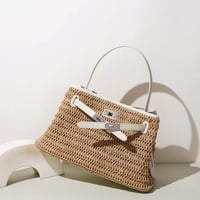 3colorCross Belt Raffia Tote Bag