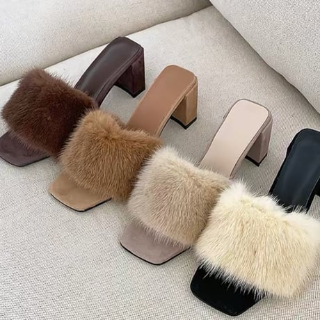 Luxe Fur Square Mule