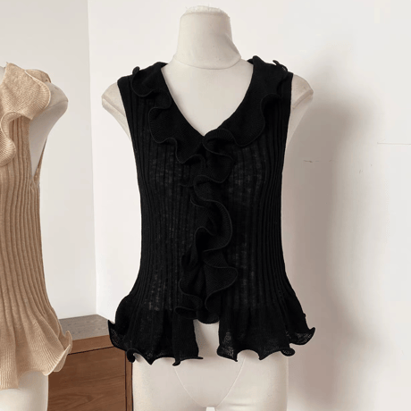 Mellow Frill Rib Knit Vest
