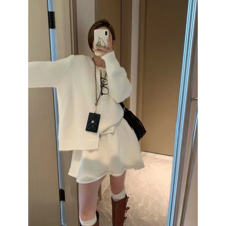 Fluffy Knit Cardigan Set Up