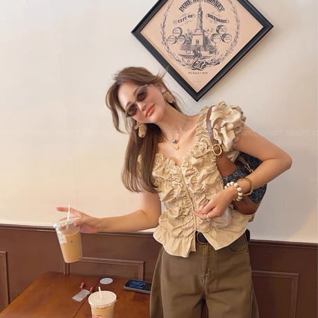 Frill Shirring Blouse