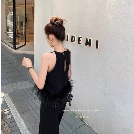 Feather Hem Linen Touch Sleeveless Top
