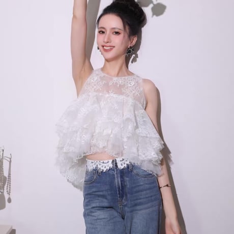 Lace Tiered Tulle Top