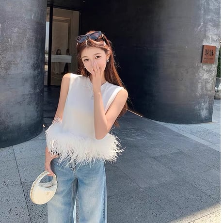 Feather Hem Sleeveless Top