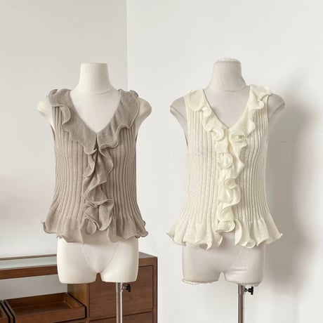 Mellow Frill Rib Knit Vest