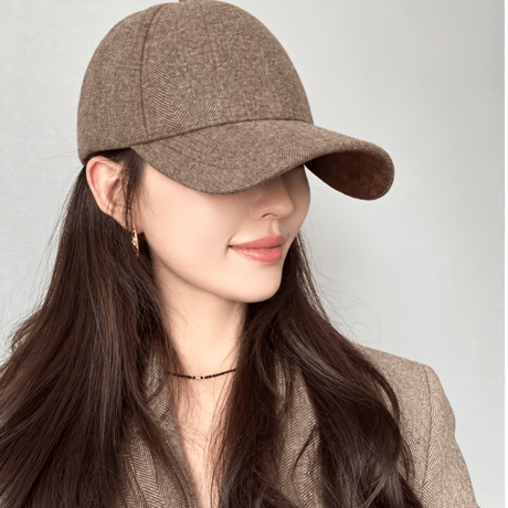 Herringbone Wool Blend Cap