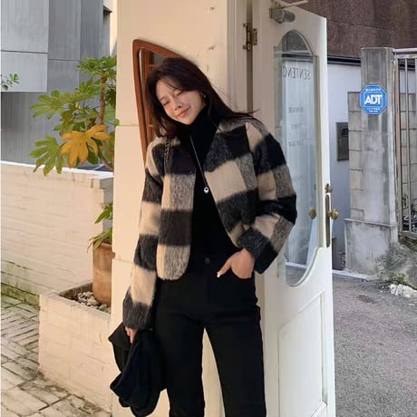 Monochrome Check Short Jacket