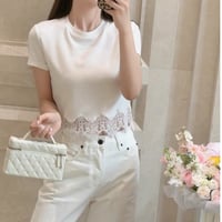 Lace Hem Cropped Tee