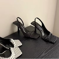 French Dot Slingback Heel Sandals