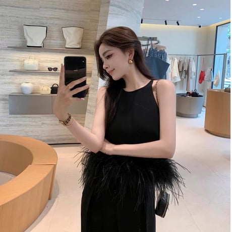 Feather Hem Linen Touch Sleeveless Top