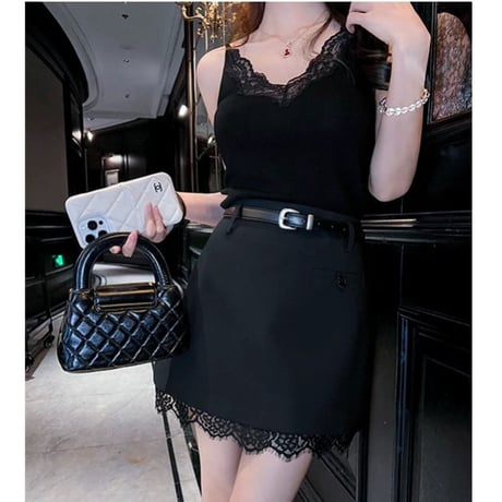 Lace Hem A-Line Mini Skirt