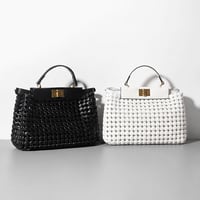 Luxe Woven Peek Top Handle Bag