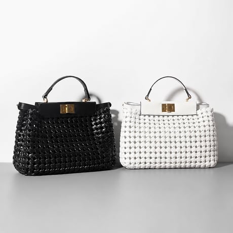 Luxe Woven Peek Top Handle Bag