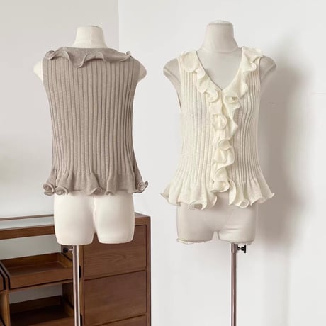 Mellow Frill Rib Knit Vest