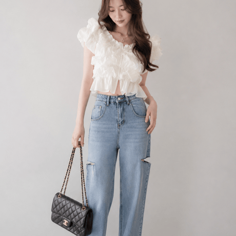 Frill Shirring Blouse