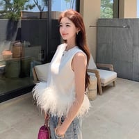 Feather Hem Sleeveless Top
