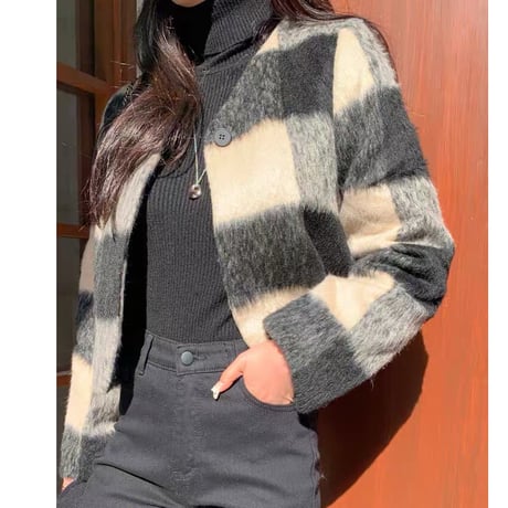 Monochrome Check Short Jacket