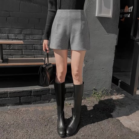 Wool Touch High Waist Shorts