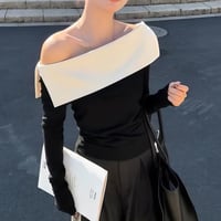 Bicolor Off Shoulder Knit Top