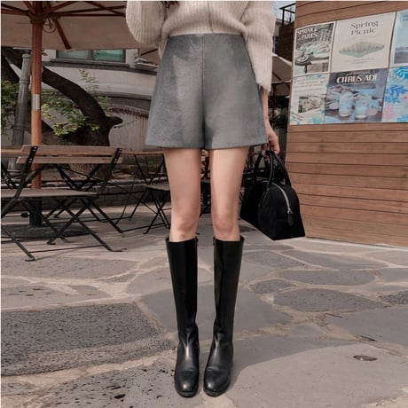 Wool Touch High Waist Shorts
