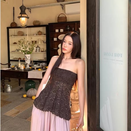 Lace Peplum Bandeau Top