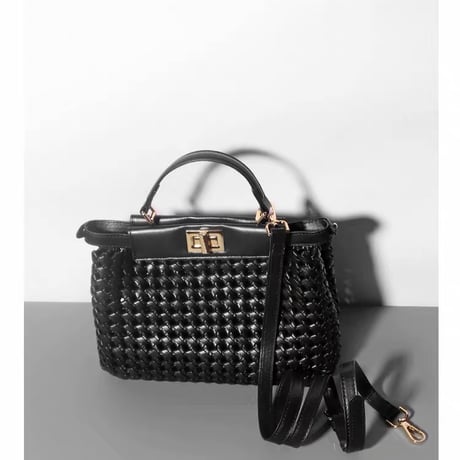 Luxe Woven Peek Top Handle Bag