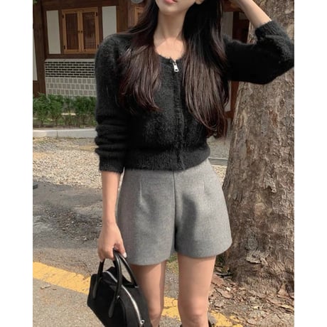 Wool Touch High Waist Shorts