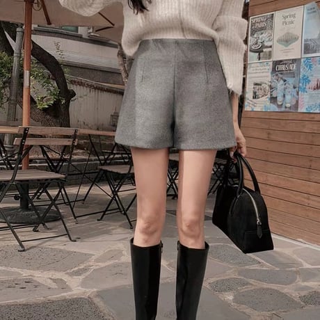Wool Touch High Waist Shorts