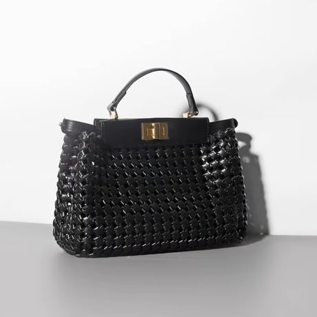 Luxe Woven Peek Top Handle Bag